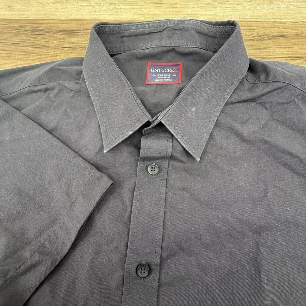 UNTUCKit Mens Short‎ Sleeve Button Down Black 100% Cotton Shirt Size XXL